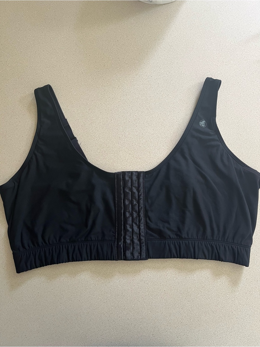 Front-Closure Black Sports Bra with Wide Straps